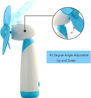 Portable Mini Fan AA Battery Powered Super Mute Cooling Fan for Home, Office and Travel - Blue