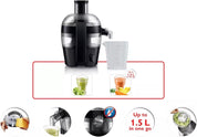 Viva Collection Compact Juicer 500W, QuickClean, 1.5L Capacity, Black