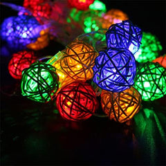 Indoor Rattan Ball Fairy String Lights Battery Operated Ramadan Festival LED Lights for Eid Decorations