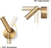 Adjustable LED Wall Light - 320° Rotatable Reading Light with Brass Finish