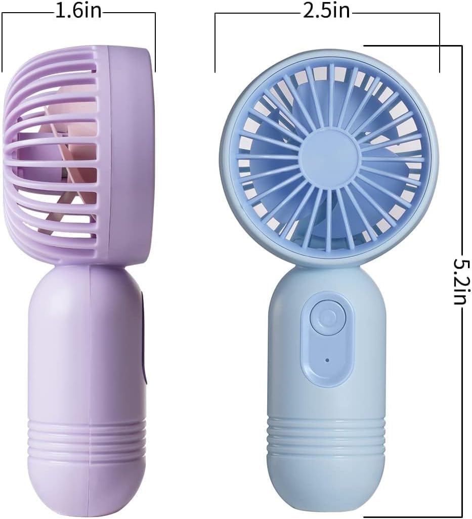VanSmaGo [Portable Mini Fans 6-pack Handheld Personal Small Fan with 3-speed for Travel, USB Rechargeable Battery Operated Eyelash Fan, Black,Blue,Purple,Pink