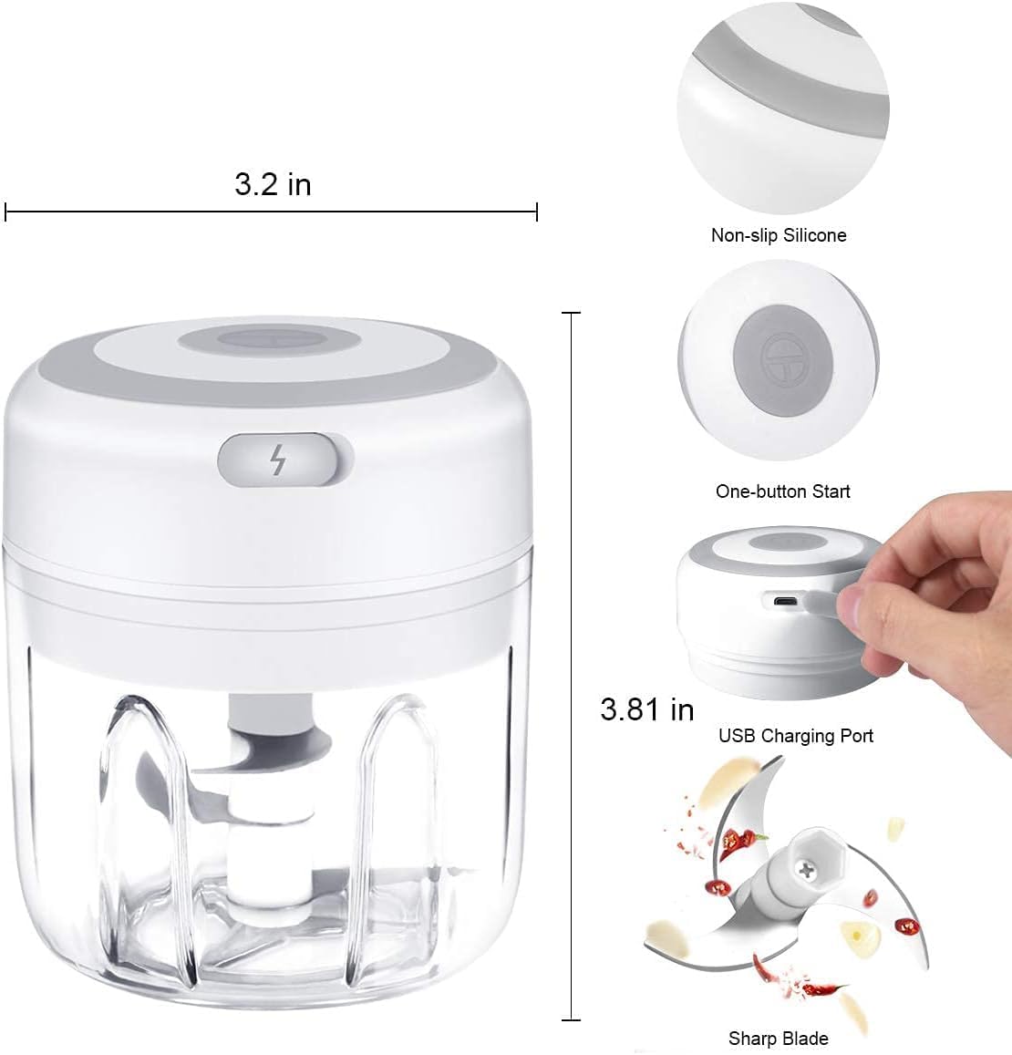 Mini Electric Food Processor & Garlic Chopper – Cordless Veg, Nut & Baby Food Dicer