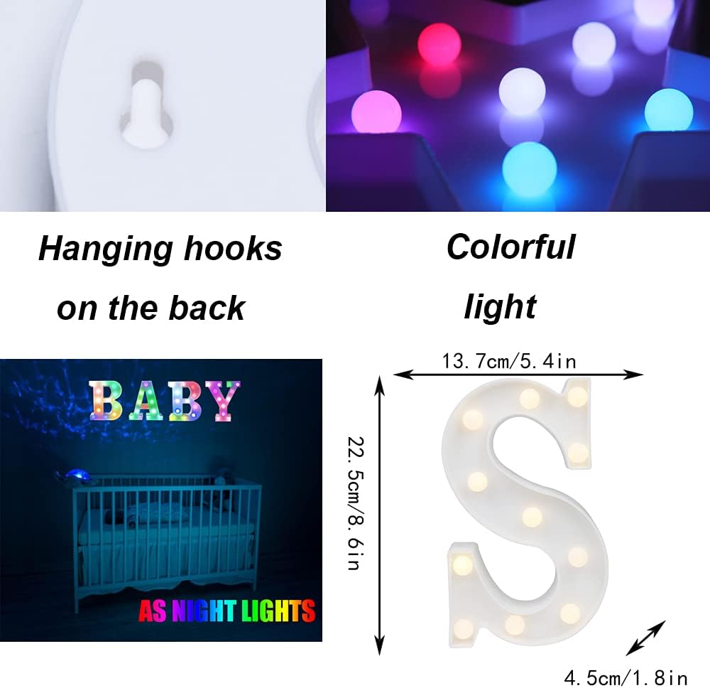 Colorful LED Marquee Letter Light – S – 18 Colors with Remote