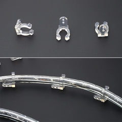 Clear plastic components on a black background