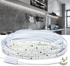 LED Strip Lights 20m,220V Flexible Outdoor Lighting Waterproof Led Tape Ribbon Adhesive,Warm white 3200K 20meters for Bedroom,Kitchen,Garden, Room Decoration,Indoor