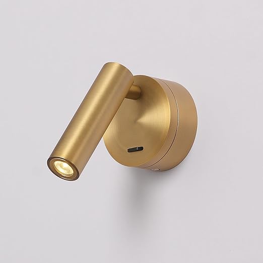 Adjustable LED Wall Light - 320° Rotatable Reading Light with Brass Finish