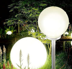 Solar Lights Outdoor Garden Set of 2 Waterproof LED White Dusk to Dawn Stake Light Patio Yard Walkaway Lawn Solar Powered Globe Light 30 cm