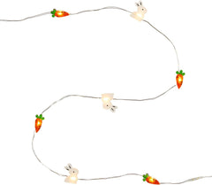 20 Warm White LED Battery Easter Bunny & Carrot Micro Fairy Lights