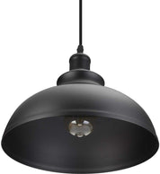 Modern Ceiling Pendant Light with Black Metal Lampshade 29cm, E27 Base & Adjustable Cable – Hanging Light for Kitchen, Bar, Living Room