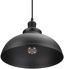 Modern Ceiling Pendant Light with Black Metal Lampshade 29cm, E27 Base & Adjustable Cable – Hanging Light for Kitchen, Bar, Living Room