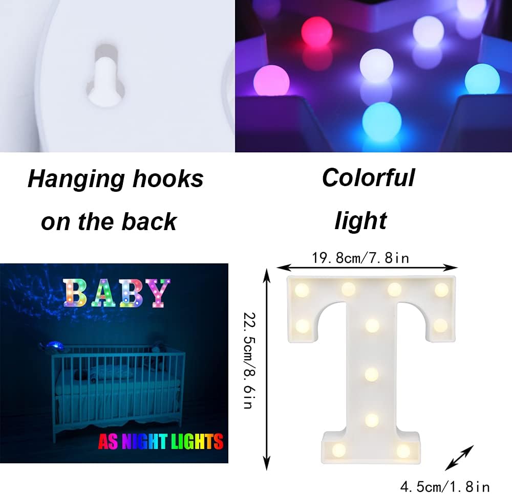 RGB LED Marquee Letter T Light with Remote