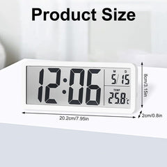 8'' LCD Digital Wall Clock with Time, Temperature & Date Display, Battery/USB Powered