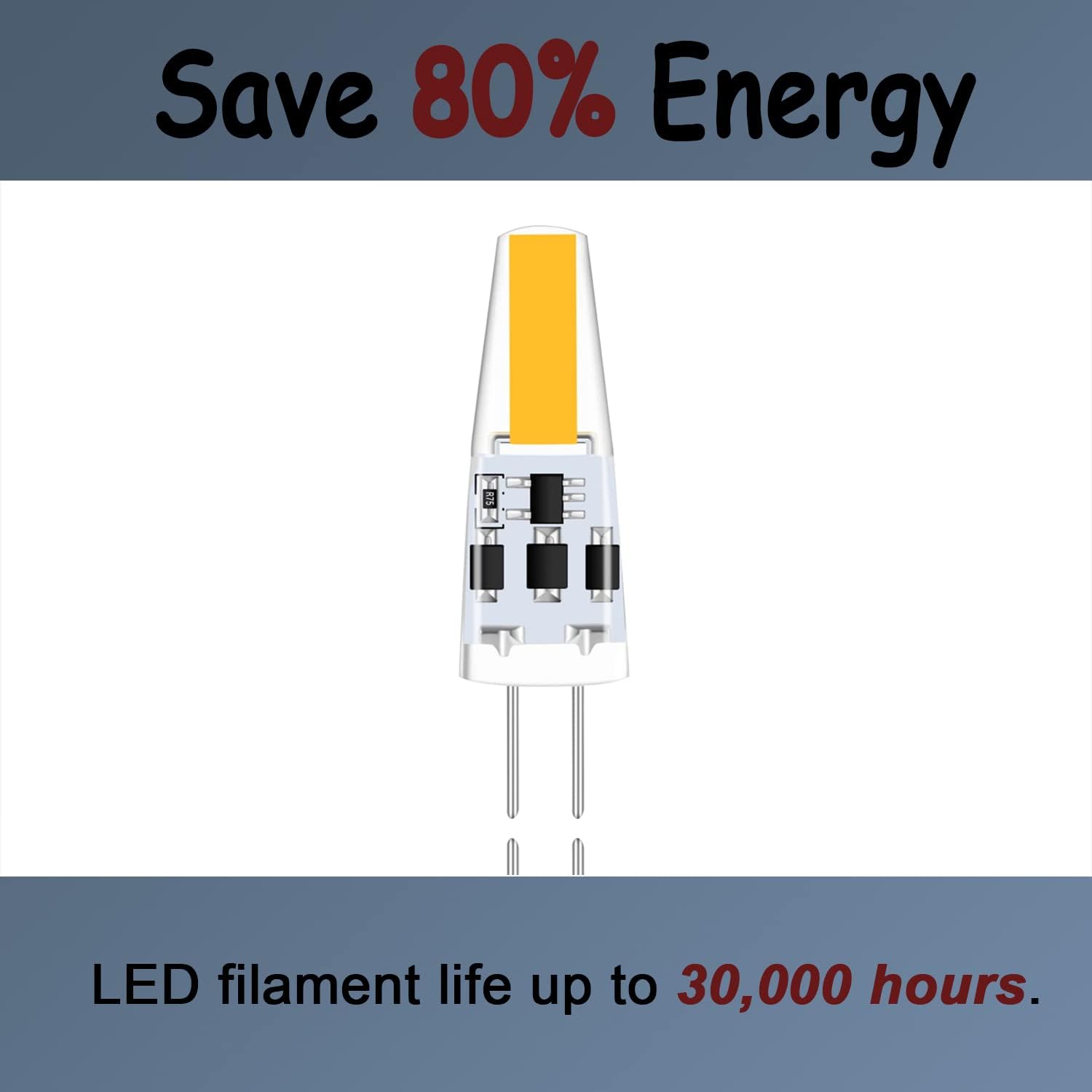 6 Pack G4 LED Bulbs 2W Warm White Energy Saving