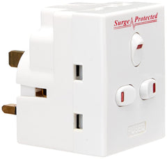 Three Socket Surge Protected Adaptor with Individual Switches
