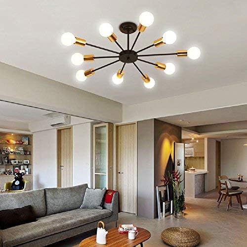 Sputnik Ceiling Light – 10-Light Matte Black Flush Mount Fixture