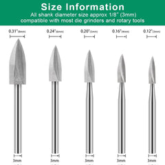 Dremel Rotary Tool Wood Carving Bits 5PCS 1/8” Shank