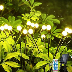 Solar Firefly Lights – 4 Pack, 64 LED Waterproof Lights with Solar/USB Power, 8 Modes, Remote Control, for Patio and Yard Decoration (Multicolor)