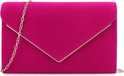 Elegant Faux Suede Evening Clutch Bag for Women – Wedding & Party Purse with Chain