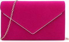 Elegant Faux Suede Evening Clutch Bag for Women – Wedding & Party Purse with Chain