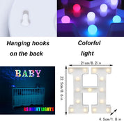 Light Up Colorful LED Marquee Letter H with Remote Timer