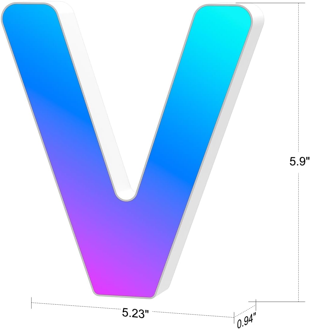 LED Letter Light V USB Powered Color Changing Night Light