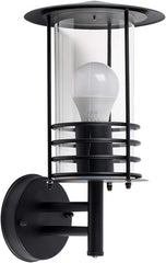 Modern IP44 Rated Silver Stainless Steel Metal Fisherman's Lantern Cage Outdoor Wall Light