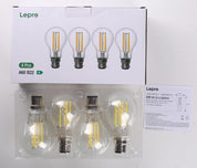 B22 A-Rated LED Filament Bulb 3.8W 2700K Clear 4 Pack