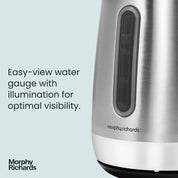 Equip 1.7L Kettle – 3kW Rapid Boil, Removable Limescale Filter, Easy View Water Gauge – Brushed Stainless Steel