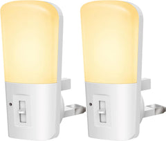 Plug in Night Light, Dimmable, Adjustable Brightness, Warm White 3000K, Dusk to Dawn, for Hallway, Bedroom, Stairs, 2 Pack