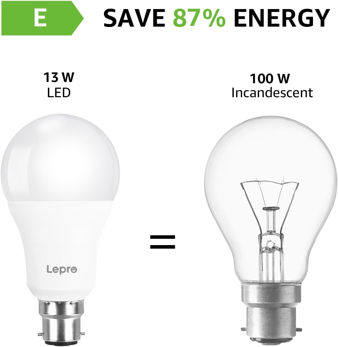 100W Equivalent B22 LED Bayonet Bulbs Warm White 2700K Pack of 6