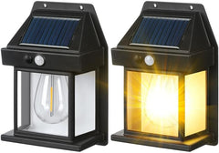 2 Pack Solar Wall Lights Outdoor Garden – Solar Security Lights with PIR Motion Sensor, Vintage Wall Lanterns with IP65 Waterproof for Wall, Patio, Fence, Yard, and Front (Black)