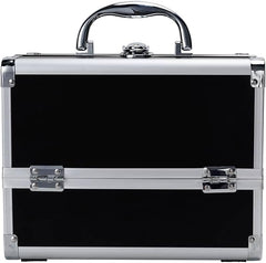 Makeup Vanity Travel Organizer Box with Mirror, Black Portable Beauty Cosmetic Case