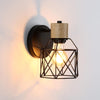 Lightess Industrial Wooden Wall Lamp – Retro Metal Cage Adjustable Wall Sconce, Indoor E27