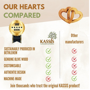 KASSIS Handmade Olive Wood Linked Hearts – 5cm Gift for Wedding, Anniversary & More
