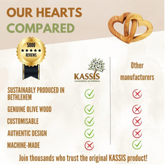 KASSIS Handmade Olive Wood Linked Hearts – 5cm Gift for Wedding, Anniversary & More