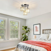Modern 3-Light Crystal Ceiling Light – Chrome Semi Flush Mount Fixture