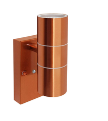 Outdoor Wall Light Dusk Till Dawn Sensor Copper Finish Stainless Steel Up and Down Shining IP65