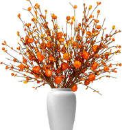 6 Bundles Autumn Leaves & Flowers – Artificial Pumpkin Berry Picks Décor