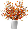 6 Bundles Autumn Leaves & Flowers – Artificial Pumpkin Berry Picks Décor