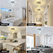 Modern 3-Light Crystal Ceiling Light – Chrome Semi Flush Mount Fixture