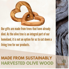 KASSIS Handmade Olive Wood Linked Hearts – 5cm Gift for Wedding, Anniversary & More