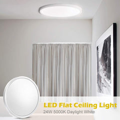 9 Inch 24W LED Ceiling Lights, Fixture Round Day White 6000K Thin Round Flat Ceiling Light