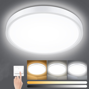 24W Dimmable LED Ceiling Light – 2200LM Round Flush Mount, 3000K–6000K CCT, IP54 Waterproof Ceiling Light for Bathroom, Kitchen, Bedroom, Living Room & Hallway