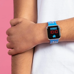 Hedgehog Blue LED Digital Watch with Printed Silicone Strap for Kids