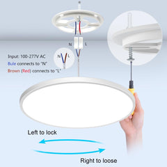 9 Inch 24W LED Ceiling Lights, Fixture Round Day White 6000K Thin Round Flat Ceiling Light