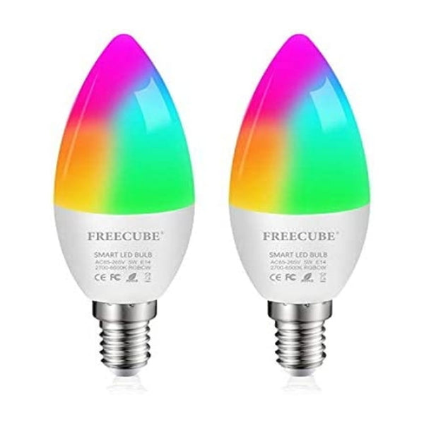 Smart WiFi LED E14 Bulb - Music Sync,  5W 2700K-6500K,RGB+Warm/Cool White, Alexa & Google Home Compatible