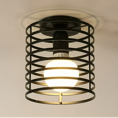 Vintage Ceiling Light Basket Metal Cage Ceiling Lighting, Diamond Cage Ceiling Pendant Light