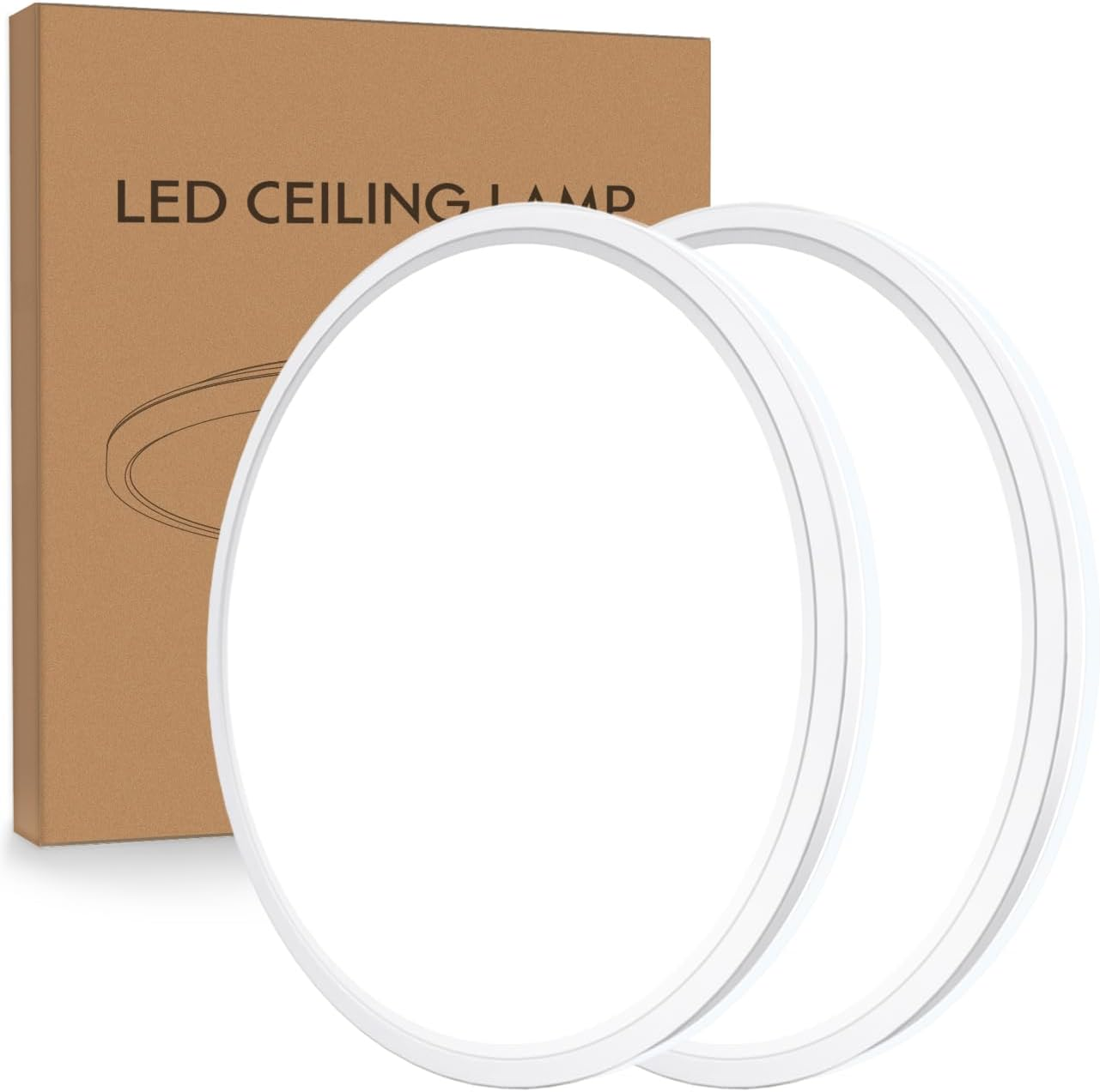 24W Dimmable LED Ceiling Light – 2200LM Round Flush Mount, 3000K–6000K CCT, IP54 Waterproof Ceiling Light for Bathroom, Kitchen, Bedroom, Living Room & Hallway