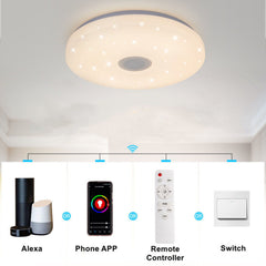 48W RGB LED Ceiling Light with Bluetooth Speaker & Remote, Music Sync, Dimmable & Smart App Control