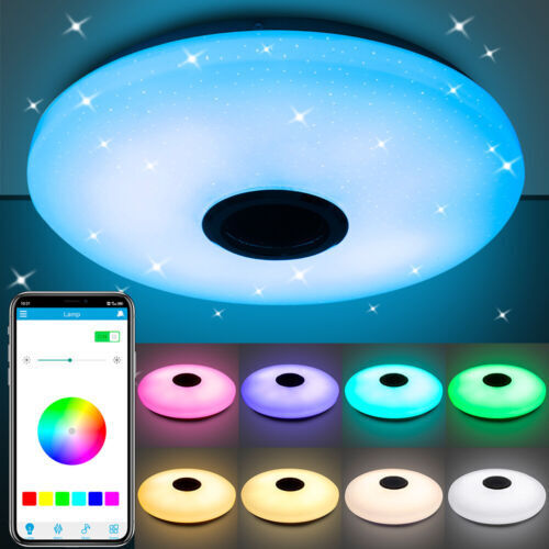 48W RGB LED Ceiling Light with Bluetooth Speaker & Remote, Music Sync, Dimmable & Smart App Control